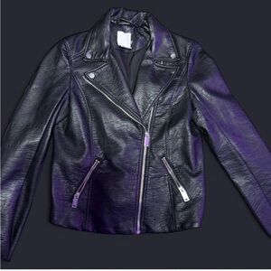 H&M Black Vegan Leather Motorcycle Biker Jacket